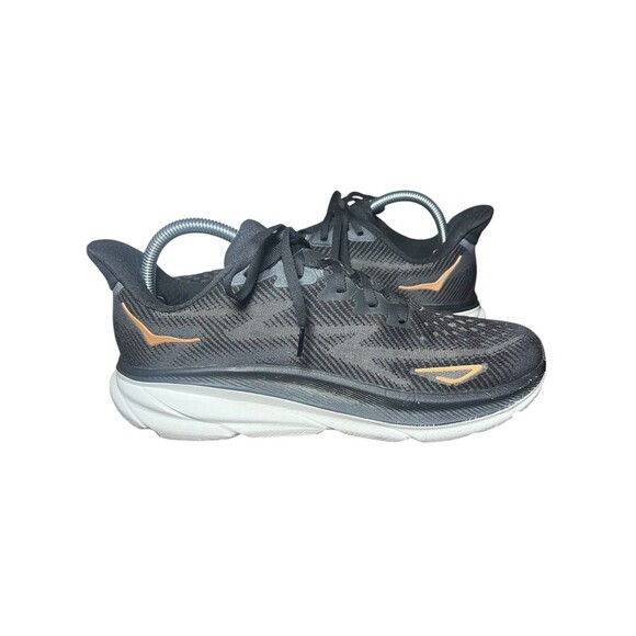 Hoka Clifton 9 Black/Orange Running Sneakers Women's Shoe Size 9B, 1127896 BCPPR - Picture 2 of 10